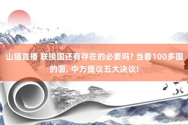 山猫直播 联接国还有存在的必要吗? 当着100多国的面, 中方提议五大决议!