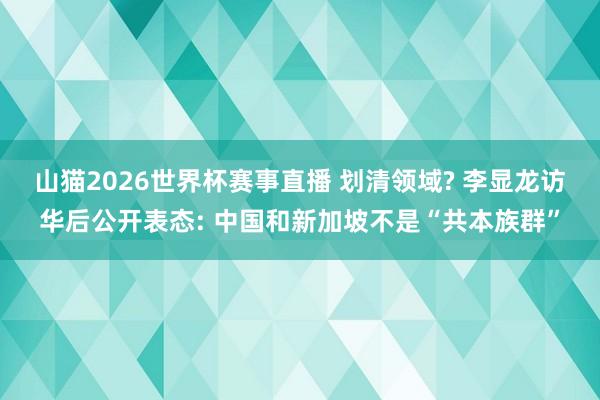 山猫2026世界杯赛事直播 划清领域? 李显龙访华后公开表态: 中国和新加坡不是“共本族群”