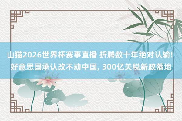 山猫2026世界杯赛事直播 折腾数十年绝对认输! 好意思国承认改不动中国, 300亿关税新政落地