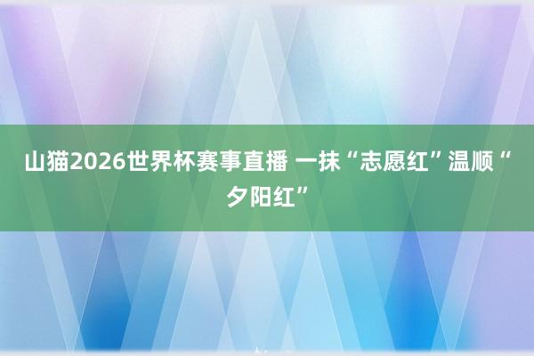 山猫2026世界杯赛事直播 一抹“志愿红”温顺“夕阳红”