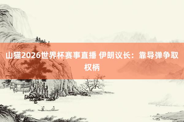 山猫2026世界杯赛事直播 伊朗议长：靠导弹争取权柄