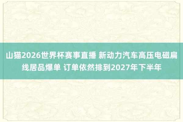 山猫2026世界杯赛事直播 新动力汽车高压电磁扁线居品爆单 订单依然排到2027年下半年