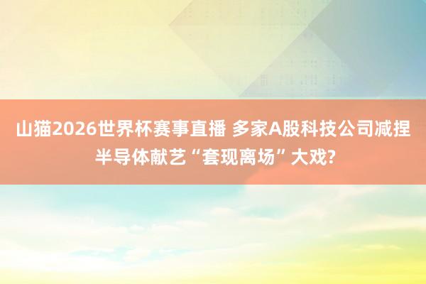 山猫2026世界杯赛事直播 多家A股科技公司减捏 半导体献艺“套现离场”大戏?