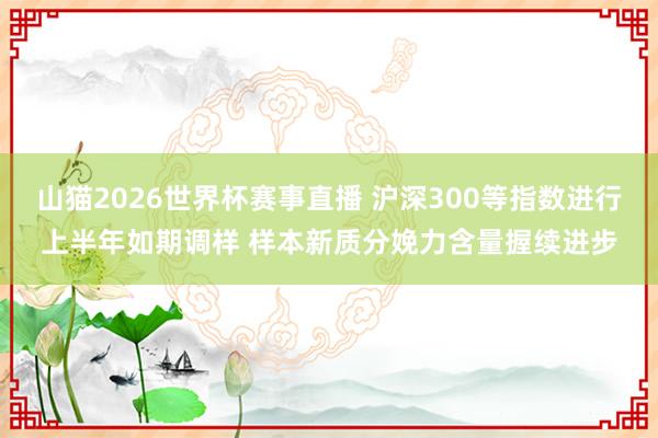 山猫2026世界杯赛事直播 沪深300等指数进行上半年如期调样 样本新质分娩力含量握续进步