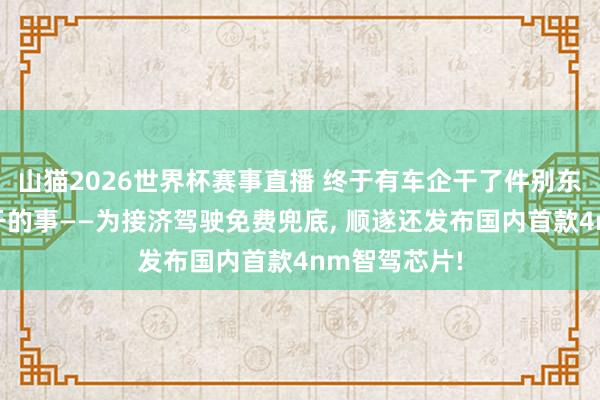 山猫2026世界杯赛事直播 终于有车企干了件别东谈主齐不敢干的事——为接济驾驶免费兜底, 顺遂还发布国内首款4nm智驾芯片!