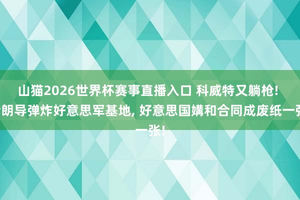 山猫2026世界杯赛事直播入口 科威特又躺枪! 伊朗导弹炸好意思军基地, 好意思国媾和合同成废纸一张!
