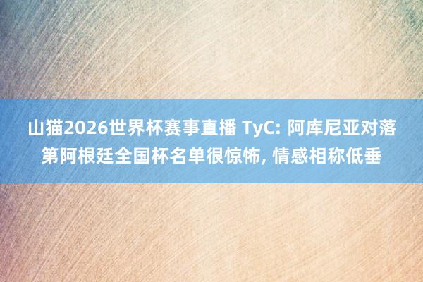 山猫2026世界杯赛事直播 TyC: 阿库尼亚对落第阿根廷全国杯名单很惊怖, 情感相称低垂
