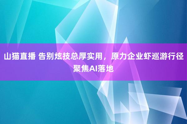 山猫直播 告别炫技总厚实用，原力企业虾巡游行径聚焦AI落地