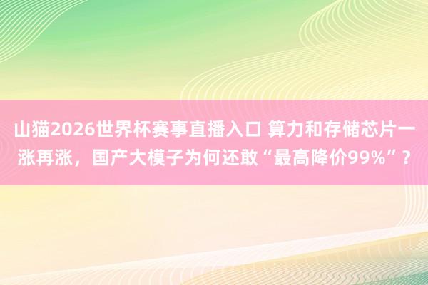 山猫2026世界杯赛事直播入口 算力和存储芯片一涨再涨，国产大模子为何还敢“最高降价99%”？