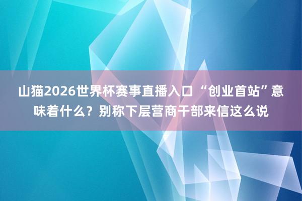 山猫2026世界杯赛事直播入口 “创业首站”意味着什么？别称下层营商干部来信这么说