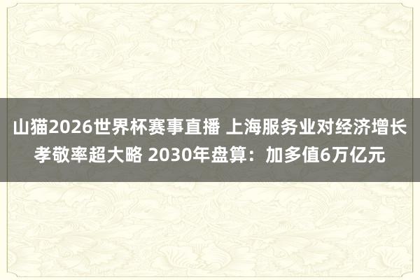 山猫2026世界杯赛事直播 上海服务业对经济增长孝敬率超大略 2030年盘算：加多值6万亿元