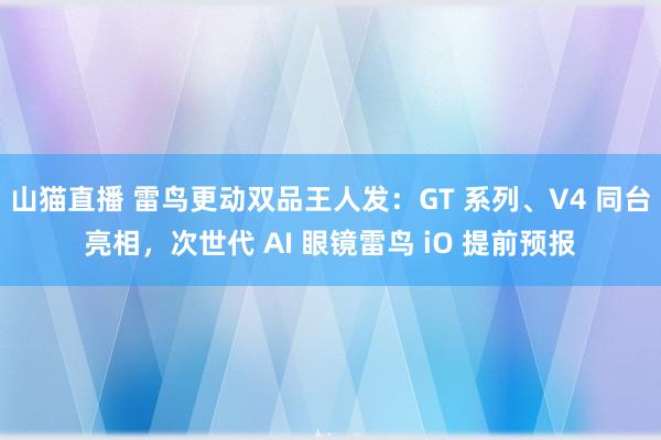 山猫直播 雷鸟更动双品王人发：GT 系列、V4 同台亮相，次世代 AI 眼镜雷鸟 iO 提前预报