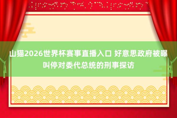 山猫2026世界杯赛事直播入口 好意思政府被曝叫停对委代总统的刑事探访