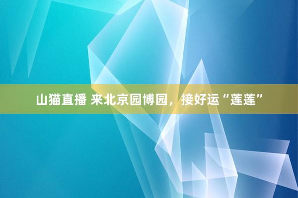 山猫直播 来北京园博园，接好运“莲莲”