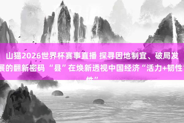 山猫2026世界杯赛事直播 探寻因地制宜、破局发展的翻新密码 “县”在焕新透视中国经济“活力+韧性”