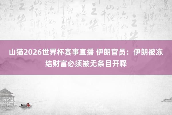 山猫2026世界杯赛事直播 伊朗官员：伊朗被冻结财富必须被无条目开释