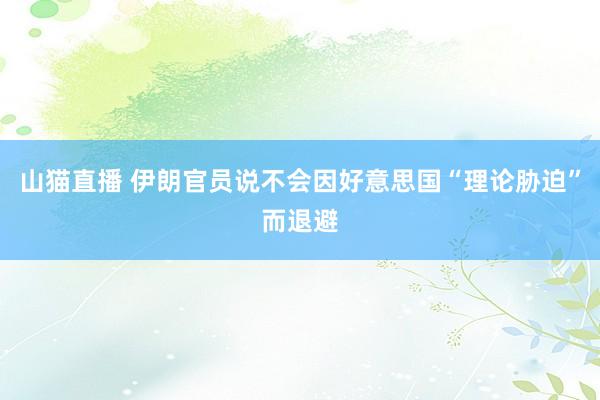 山猫直播 伊朗官员说不会因好意思国“理论胁迫”而退避