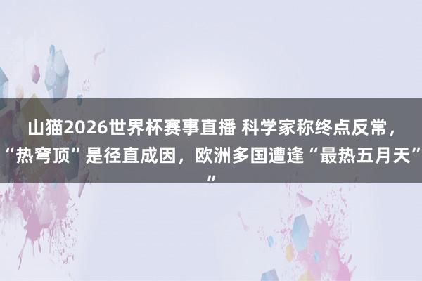 山猫2026世界杯赛事直播 科学家称终点反常，“热穹顶”是径直成因，欧洲多国遭逢“最热五月天”