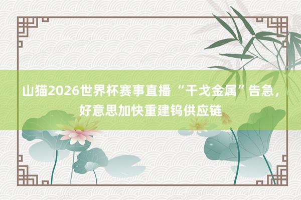 山猫2026世界杯赛事直播 “干戈金属”告急，好意思加快重建钨供应链