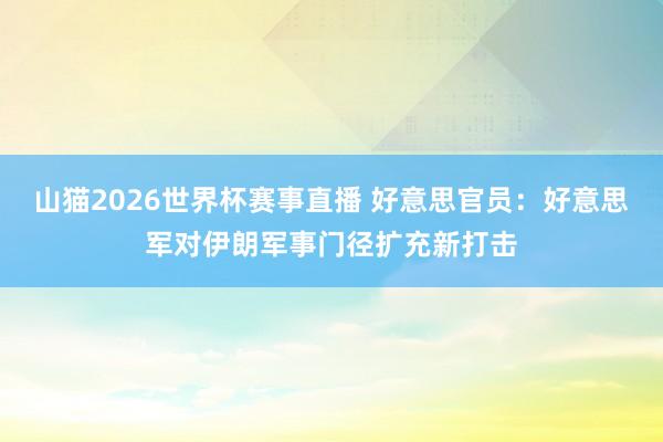 山猫2026世界杯赛事直播 好意思官员：好意思军对伊朗军事门径扩充新打击