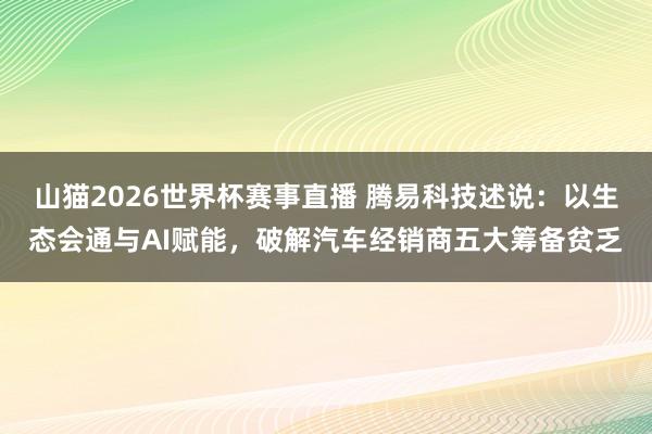 山猫2026世界杯赛事直播 腾易科技述说：以生态会通与AI赋能，破解汽车经销商五大筹备贫乏