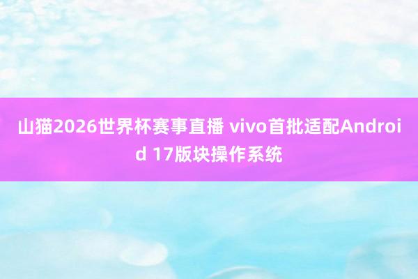 山猫2026世界杯赛事直播 vivo首批适配Android 17版块操作系统