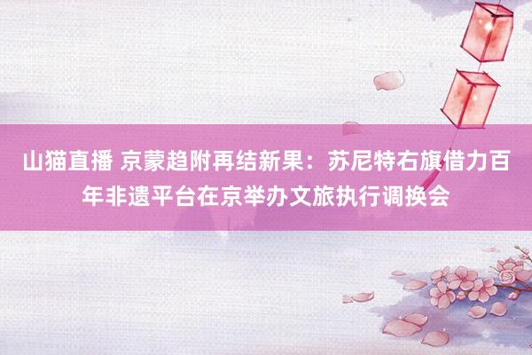 山猫直播 京蒙趋附再结新果：苏尼特右旗借力百年非遗平台在京举办文旅执行调换会