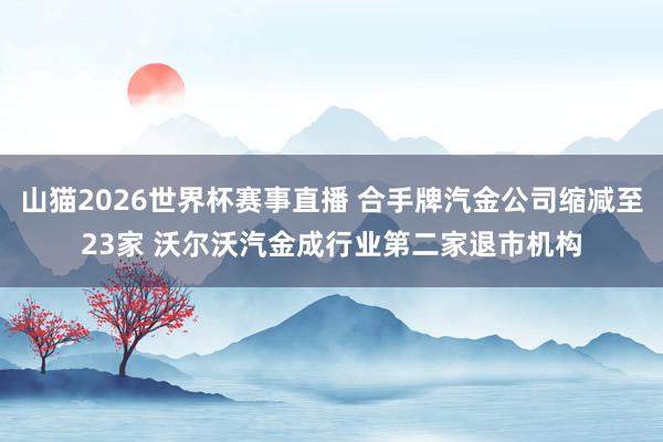 山猫2026世界杯赛事直播 合手牌汽金公司缩减至23家 沃尔沃汽金成行业第二家退市机构