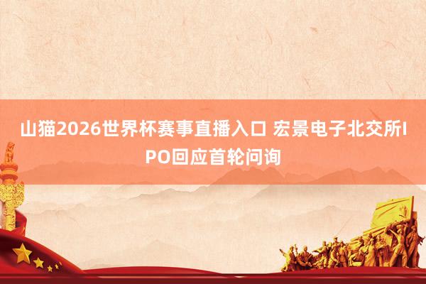 山猫2026世界杯赛事直播入口 宏景电子北交所IPO回应首轮问询
