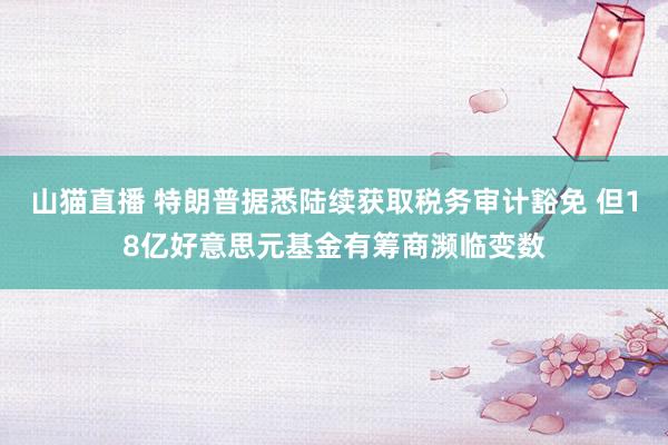 山猫直播 特朗普据悉陆续获取税务审计豁免 但18亿好意思元基金有筹商濒临变数