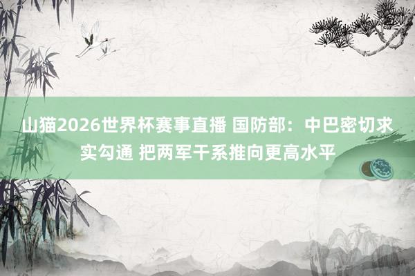 山猫2026世界杯赛事直播 国防部：中巴密切求实勾通 把两军干系推向更高水平