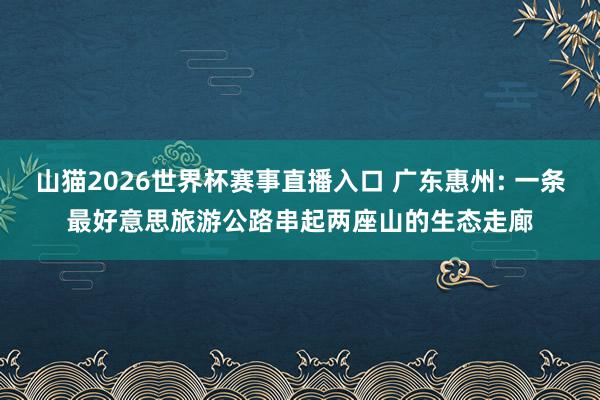 山猫2026世界杯赛事直播入口 广东惠州: 一条最好意思旅游公路串起两座山的生态走廊