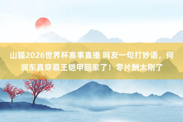 山猫2026世界杯赛事直播 网友一句打妙语，何润东真穿霸王铠甲回家了！零片酬太刚了