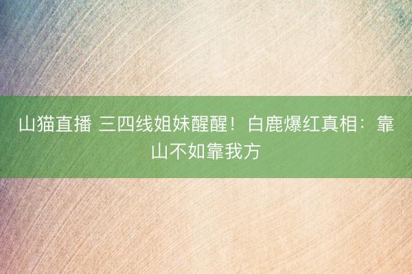 山猫直播 三四线姐妹醒醒！白鹿爆红真相：靠山不如靠我方