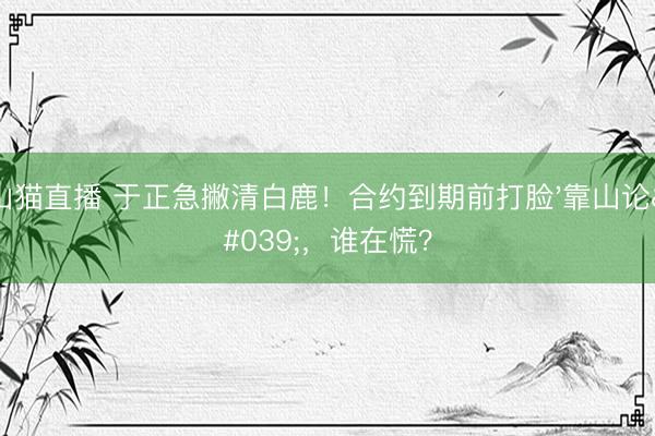 山猫直播 于正急撇清白鹿！合约到期前打脸'靠山论'，谁在慌？