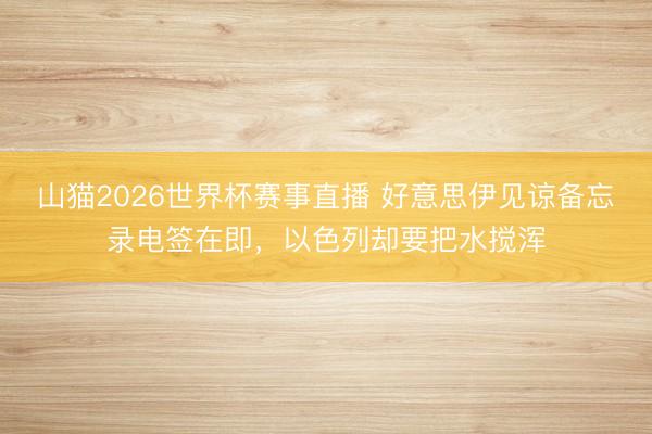 山猫2026世界杯赛事直播 好意思伊见谅备忘录电签在即，以色列却要把水搅浑