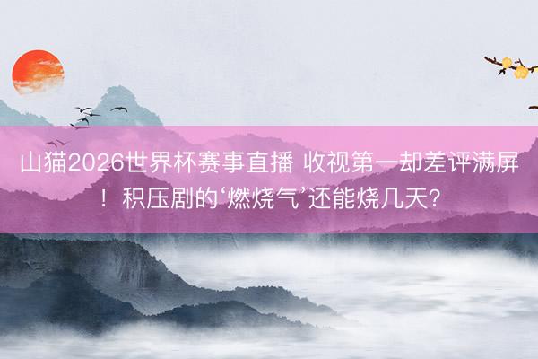 山猫2026世界杯赛事直播 收视第一却差评满屏！积压剧的‘燃烧气’还能烧几天？