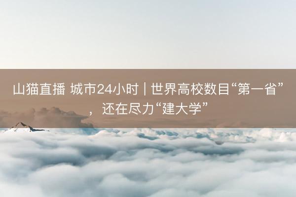 山猫直播 城市24小时 | 世界高校数目“第一省”,还在尽力“建大学”