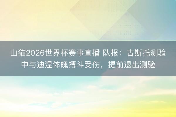山猫2026世界杯赛事直播 队报:古斯托测验中与迪涅体魄搏斗受伤,提前退出测验