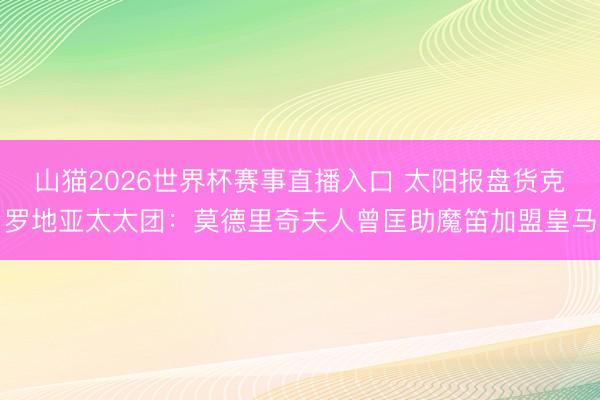 山猫2026世界杯赛事直播入口 太阳报盘货克罗地亚太太团:莫德里奇夫人曾匡助魔笛加盟皇马